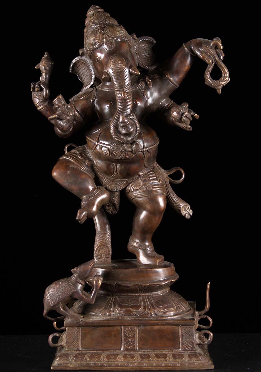 Brass Dancing Mooshika Ganesh 23"